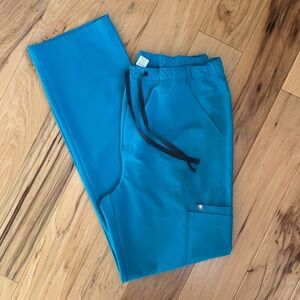 Figs Cairo scrub pants teal men’s straight leg cargo size XL tall